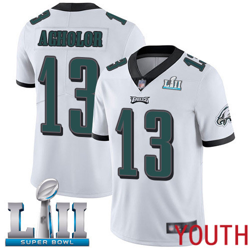 Youth Philadelphia Eagles 13 Nelson Agholor White Vapor Untouchable NFL Jersey Limited Player Super Bowl LII